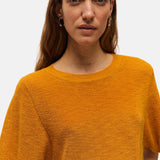 System Action - V26JE310-29 – Jersey mostaza de manga corta y cuello redondo con lurex - Mujer