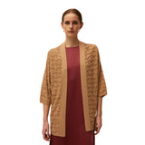 System Action - V26KI333-42 – Kimono de punto calado de color oro de viscosa y lurex - Mujer