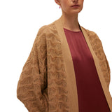 System Action - V26KI333-42 – Kimono de punto calado de color oro de viscosa y lurex - Mujer