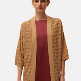 System Action - V26KI333-42 – Kimono de punto calado de color oro de viscosa y lurex - Mujer