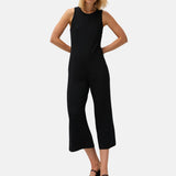 System Action - V26MO101-40 – Mono negro de viscosa y elastano con escote redondo - Mujer