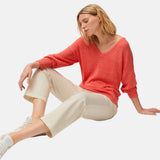 System Action - V26PA207-2 – Pantalón chino de color crudo de algodón orgánico y elastano - Mujer