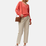 System Action - V26PA207-2 – Pantalón chino de color crudo de algodón orgánico y elastano - Mujer