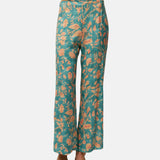 System Action - V26PA353-20 – Pantalón Capri verde con estampado floral 100% viscosa - Mujer