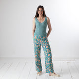 System Action - V26PA353-20 – Pantalón Capri verde con estampado floral 100% viscosa - Mujer