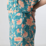 System Action - V26PA353-20 – Pantalón Capri verde con estampado floral 100% viscosa - Mujer