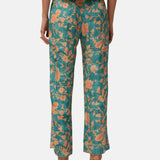 System Action - V26PA353-20 – Pantalón Capri verde con estampado floral 100% viscosa - Mujer