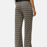 System Action - V26PA361-40 – Pantalón negro con estampado geométrico y cintura elástica - Mujer