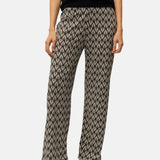 System Action - V26PA361-40 – Pantalón negro con estampado geométrico y cintura elástica - Mujer