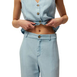 System Action - V26PA417-5 – Pantalones fluidos azules de téncel efecto vaquero - Mujer