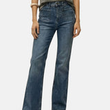 System Action - V26PT101-5 – Pantalones vaqueros azules flare con bolsillos delanteros - Mujer