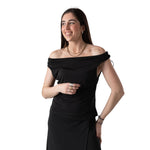 Top negro mujer System Action cuello drapeado Konestilochic