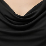 System Action - V26TO202-40 – Top negro fluido de modal con escote drapeado - Mujer