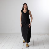 System Action - V26TO202-40 – Top negro fluido de modal con escote drapeado - Mujer