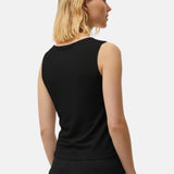 System Action - V26TO202-40 – Top negro fluido de modal con escote drapeado - Mujer