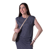 System Action - V26TO206-7 – Top azul de canalé con cuello redondo y manga corta - Mujer