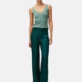 System Action - V26TO302-20 – Top de tirantes verde de canalé con lurex - Mujer