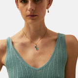 System Action - V26TO302-20 – Top de tirantes verde de canalé con lurex - Mujer
