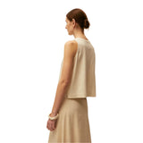 System Action - V26TO324-2 – Top crudo de viscosa y lino sin mangas con cuello redondo - Mujer