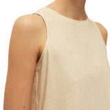 System Action - V26TO324-2 – Top crudo de viscosa y lino sin mangas con cuello redondo - Mujer
