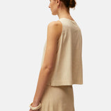 System Action - V26TO324-2 – Top crudo de viscosa y lino sin mangas con cuello redondo - Mujer
