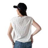System Action - V26TO330-1 – Top blanco sin mangas con tejido de fantasía 100% algodón - Mujer
