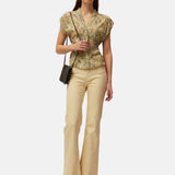 System Action - V26TO430-30 – Top estampado multicolor 100% viscosa con escote de pico - Mujer