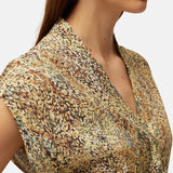 System Action - V26TO430-30 – Top estampado multicolor 100% viscosa con escote de pico - Mujer