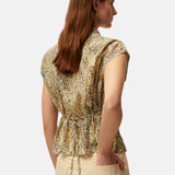 System Action - V26TO430-30 – Top estampado multicolor 100% viscosa con escote de pico - Mujer