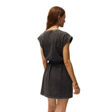 System Action - V26VE330-11 – Vestido gris corto con tachas en las mangas 100% algodón orgánico - Mujer