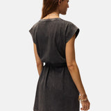 System Action - V26VE330-11 – Vestido gris corto con tachas en las mangas 100% algodón orgánico - Mujer