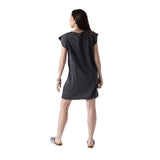 System Action - V26VE330-11 – Vestido gris corto con tachas en las mangas 100% algodón orgánico - Mujer