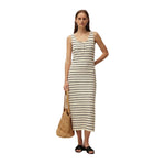 Vestido midi beige rayas System Action mujer | Konestilochic