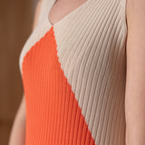 W124005_NARANJA-Vestido pico color block canalé Why Not