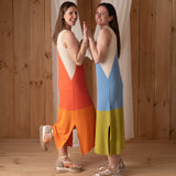 W124005_NARANJA-Vestido pico color block canalé Why Not
