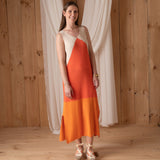 W124005_NARANJA-Vestido pico color block canalé Why Not