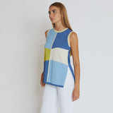 W124067_AZUL-Top de cuello redondo con tejido intarsia Why Not