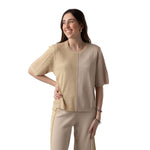 Jersey lúrex beige manga corta mujer WNT Collection | Konestilochic