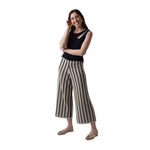 Pantalones rayas negras beige casual mujer | Konestilochic