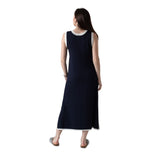 WNT Collection - W126000-08 – Vestido azul marino de punto desagujado con pespunte en contraste - Mujer