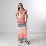 WNT Collection - W126010-18 – Vestido largo de viscosa con estampado Missoni y escote de pico - Mujer