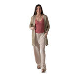 WNT Collection - W126044-48 – Chaqueta calada color piedra de viscosa con lurex - Mujer