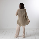 WNT Collection - W126044-48 – Chaqueta calada color piedra de viscosa con lurex - Mujer