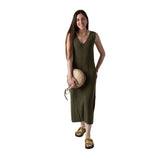 WNT Collection - W126051-26 – Vestido verde de punto desagujado con aberturas laterales - Mujer
