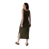 WNT Collection - W126051-26 – Vestido verde de punto desagujado con aberturas laterales - Mujer