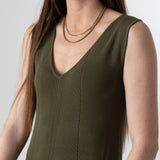 WNT Collection - W126051-26 – Vestido verde de punto desagujado con aberturas laterales - Mujer