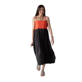 WNT Collection - W126625-17 – Vestido combinado de tirantes coral y gris oscuro - Mujer