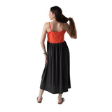 WNT Collection - W126625-17 – Vestido combinado de tirantes coral y gris oscuro - Mujer