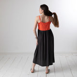 WNT Collection - W126625-17 – Vestido combinado de tirantes coral y gris oscuro - Mujer