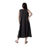 WNT Collection - W126636-17 – Vestido largo de tablas gris oscuro con bolsillos - Mujer